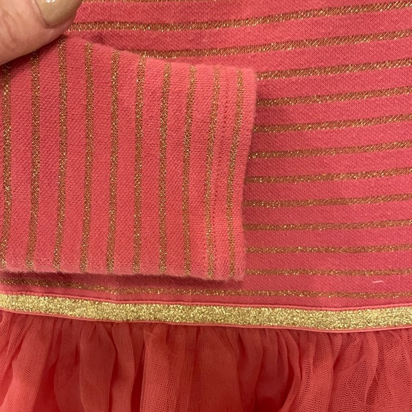 Mini Boden Mauve Pink and Gold Striped Tulle Dress, Size 5-6 - Picture 4 of 7